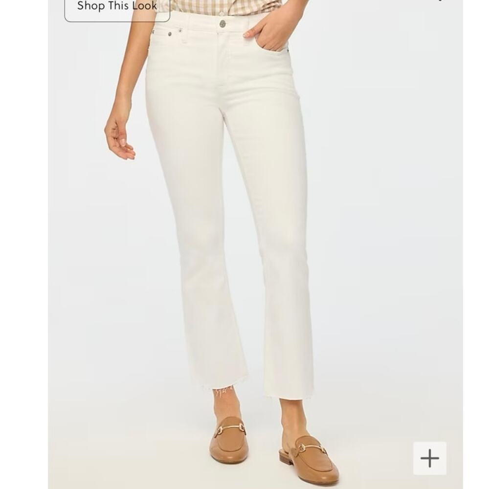 NWT J. Crew Flare Crop White Jean in Signature Stretch Size 30